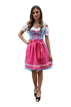 Dirndl Set Trachtenkleid 509GT Blau Weiß kariert (36) von Golden Trachten