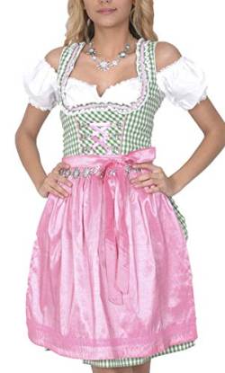 Golden Trachten Dirndl Set Trachtenkleid 291GT Grün Weiss kariert (34) von Golden Trachten