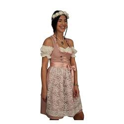 Golden Trachten Dirndl Set Trachtenkleid Rosa mit Weiß gepunktet Gr 34 bis 42 518GT (36) von Golden Trachten