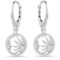 G.H. Sonne Mond Sterne Brisur Ohrringe aus 925 Sterling Silber Geschenk für Damen Frauen Ohrhänger von Goldene Hufeisen