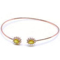 Goldene Hufeisen Armreif echter Gelber Saphir Armreif 925 Sterling-Silber Rosegold vergoldet, Damen-Schmuck mit Edelsteine von Goldene Hufeisen