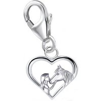 Goldene Hufeisen Charm-Einhänger Herz Pferd Karabiner Charm Anhänger aus 925 Sterling Silber (1 Stück, inkl. Etui), rhodiniert von Goldene Hufeisen