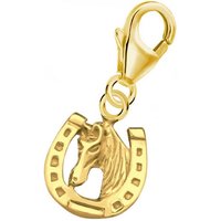 Goldene Hufeisen Charm-Einhänger Hufeisen Pferd Karabiner Charm 925 Sterling-Silber Gold vergoldet, Armbänder oder Kettenanhänger Glücksbringer von Goldene Hufeisen