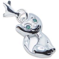 Goldene Hufeisen Charm-Einhänger Katze Charm Anhänger 925 Sterling Silber Kater Zirkonia Grün, Rhodiniert von Goldene Hufeisen