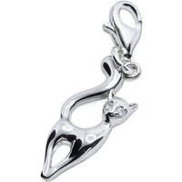 Goldene Hufeisen Charm-Einhänger Katze Charm Anhänger 925 Sterling-Silber mit Steine Kater, Rhodiniert von Goldene Hufeisen