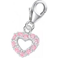 Goldene Hufeisen Charm Herz Herz Rosa Zirkonia Karabiner Charm Anhänger 925 Silber Mädchen Damen von Goldene Hufeisen