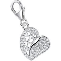 Goldene Hufeisen Charm Herz Herz Zirkonia Charm Anhänger aus 925 Sterling Silber (1 Stück, inkl. Etui), rhodiniert von Goldene Hufeisen