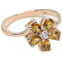 Goldene Hufeisen Goldring Citrin Ring 925 Silber Rosegold Damen Edelsteine Fingerring, Edelsteinschmuck für Damen von Goldene Hufeisen