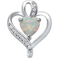 Goldene Hufeisen Herzanhänger Opal Herz Zirkonia Gleiter Anhänger aus 925 Sterling Silber Rhodiniert (inkl. Etui), Anlaufgeschützt von Goldene Hufeisen