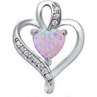 Goldene Hufeisen Herzanhänger Opal Herz Zirkonia Gleiter Anhänger aus 925 Sterling Silber Rhodiniert (inkl. Etui), Anlaufgeschützt von Goldene Hufeisen