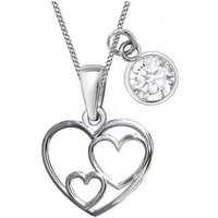 Goldene Hufeisen Herzkette Herz Anhänger mit 38cm Kette 925 Sterling Silber mit Zirkonia Klar (3-tlg, inkl. Etui), Schmuck für Mädchen von Goldene Hufeisen