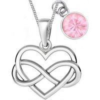 Goldene Hufeisen Herzkette Herz Unendlichkeit Anhänger Halskette 925 Silber mit Zirkonia Rosa (3-tlg, inkl. Etui), Rhodiniert von Goldene Hufeisen