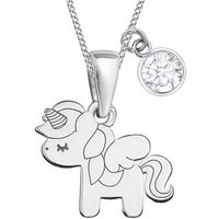 Goldene Hufeisen Kette mit Anhänger Einhorn Anhänger Halskette aus 925 Silber mit Zirkonia Klar Kette 45cm (3-tlg, inkl. Etui), Rhodiniert von Goldene Hufeisen