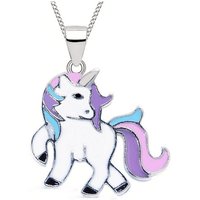 Goldene Hufeisen Kette mit Anhänger Einhorn Anhänger mit Kette aus 925 Sterling Silber mit Emaille Pferd (2-tlg, inkl- Etui), rhodiniert von Goldene Hufeisen