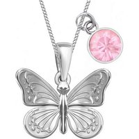 Goldene Hufeisen Kette mit Anhänger Mädchen Schmetterling Halskette 925 Sterling Silber mit Zirkonia Rosa (3-tlg, inkl. Etui), Kinderkette von Goldene Hufeisen