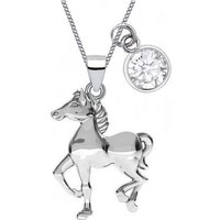 Goldene Hufeisen Kette mit Anhänger Pferd Halskette aus 925 Sterling Silber mit Klar Zirkonia Stein (3-tlg, inkl. Etui), kinderschmuck von Goldene Hufeisen