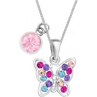 Goldene Hufeisen Kette mit Anhänger Schmetterling Kristall Halskette 925 Silber mit Rosa Zirkonia (3-tlg, inkl. Etui), Kinderschmuck von Goldene Hufeisen