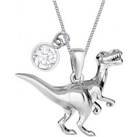 Goldene Hufeisen Kette mit Einhänger Dinosaurier Anhänger mit 40cm Kette 925 Silber mit Zirkonia Klar (3-tlg, inkl. Etui), mit Kristall Zirkonia von Goldene Hufeisen