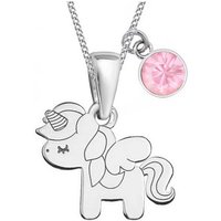 Goldene Hufeisen Kette mit Einhänger Einhorn Anhänger Halskette 925 Silber mit Zirkonia Rosa Kette 45cm (3-tlg, inkl. Etui) von Goldene Hufeisen