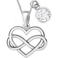 Goldene Hufeisen Kette mit Einhänger Herz Unendlichkeit Anhänger Halskette 925 Silber mit Zirkonia Weiss (3-tlg, inkl. Etui), Rhodiniert von Goldene Hufeisen