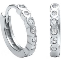 Goldene Hufeisen Klappcreolen 12mm Klappcreolen aus 925 Sterling Silber Ohrringe mit Zirkonia Stein (1 Paar, inkl. Etui), Rhodiniert von Goldene Hufeisen