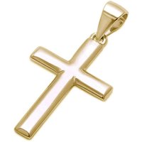 Goldene Hufeisen Kreuzanhänger Basic Kreuz Anhänger aus 925 Sterling Silber Kettenanhänger (inkl. Etui), Gelbgold von Goldene Hufeisen