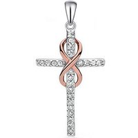 Goldene Hufeisen Kreuzanhänger Kreuz Unendlichkeit Anhänger 925 Sterling Silber mit Zirkonia Kristall (1 Stück, inkl. Etui), Rhodiniert, Pavefassung von Goldene Hufeisen