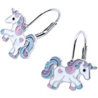 Goldene Hufeisen Paar Ohrhänger Mädchen Kinder Einhorn Ohrringe aus 925 Sterling Silber mit Emaille (1 Paar Hängeohrringe, inkl. Etui), Kinderschmuck, Damen von Goldene Hufeisen