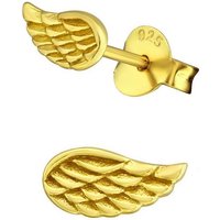 Goldene Hufeisen Paar Ohrstecker Mini Flügel Ohrstecker 925 Silber Gelbgold Vergoldet (1 Paar, inkl. Etui), Anlaufgeschützt von Goldene Hufeisen