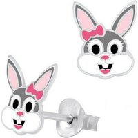 Goldene Hufeisen Paar Ohrstecker Mädchen Ohrstecker Hase Kinder Ohrringe aus 925 Sterling Silber (1 Paar, inkl. Etui), mit Emaille von Goldene Hufeisen