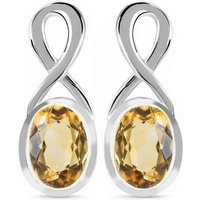 Goldene Hufeisen Paar Ohrstecker Unendlichkeit echter Citrin Ohrstecker 925 Silber mit Edelsteine, Edelsteinschmuck für Damen von Goldene Hufeisen