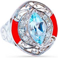 Goldene Hufeisen Silberring Blautopas Ring aus 925 Sterlingsilber Edelsteine Fingerring, Damen-Schmuck mit Edelsteine von Goldene Hufeisen