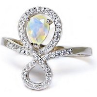 Goldene Hufeisen Silberring Heller Edelopal Damen Fingerring aus 925 Silber mit echte Edelsteine, Einzelstück, Handarbeit von Goldene Hufeisen