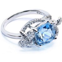 Goldene Hufeisen Silberring echter Blautopas Ring 925 Sterling-Silber Rhodiniert Damen Edelsteine, Damen-Schmuck mit Edelsteine von Goldene Hufeisen