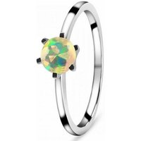 Goldene Hufeisen Solitärring Damen Solitär Edelopal Fingerring 925 Silber mit Edelstein LR-7, Rhodiniert von Goldene Hufeisen