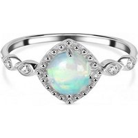 Goldene Hufeisen Solitärring Damen Solitär Edelopal & Weiß Topas Fingerring 925 Silber LR-9, Damenschmuck mit Edelsteine von Goldene Hufeisen