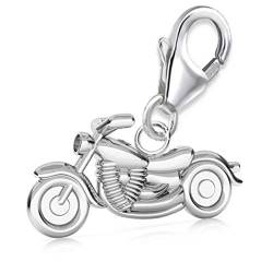 mini Motorrad Charm Anhänger 925 Echt Silber 18 x 15mm Damen Herren Geschenkidee (Silber) von Goldene Hufeisen