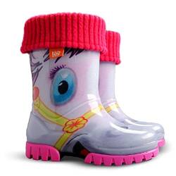 Demar LUX Gummistiefel Regenstiefel Kinderstiefel gefüttert mit Innensocken Mädchen Jungen (22/23, Pony) von Goldkids