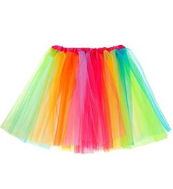 Goldschmidt Kostüme Tutu 40cm Einheitsgröße für Damen | Tüllrock für Erwachsene Glitzer | Fasching Karneval Kostüm Gruppenkostüm (Regenbogen) von Goldschmidt Kostüme