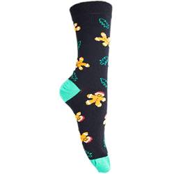 Goldschmidt Kostüme Weihnachtssocken mit Motiv | Weihnachtsstrümpfe Weihnachtsmann Hohoho Lebkuchen | Unisex Herren Damen Kinder Socken (Lebkuchen, 42-47) von Goldschmidt Kostüme