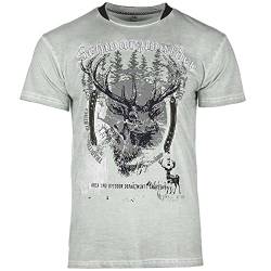 T-Shirt Schwarzwälder Herren | Print Schwarzwald-Shirt Hirsch | Trachtenshirt Fog grau (3XL) von Goldschmidt Trachten