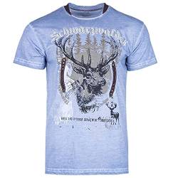 T-Shirt Schwarzwälder Herren | Print Schwarzwald-Shirt Hirsch | Trachtenshirt blau (XXL) von Goldschmidt Trachten