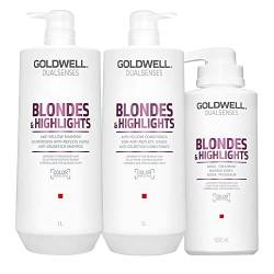 Goldwell Dualsenses Blonde & Highlights Anti-Yellow Shampoo 1000ml Conditioner 1000ml 60Sec Treatmen von Goldwell