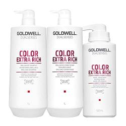 Goldwell Dualsenses Color Extra Rich Brilliance Shampoo 1000ml Conditioner 1000ml 60Sec Treatment 50 von Goldwell