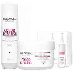 Goldwell Dualsenses Color Extra Rich Brilliance Shampoo 250ml Mask 200ml Serum 12x18ml thick and col von Goldwell