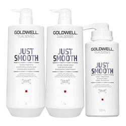Goldwell Dualsenses Just Smooth Taming Shampoo 1000ml Conditioner 1000ml 60Sec Treatment 500ml von Goldwell