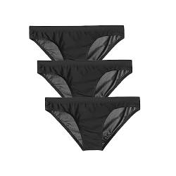 Golirsteca Herren-Bikini-Slip aus Eisseide, keine Ausbuchtung, schmale Passform, transparent, Triangel-Slip, Schwarz/Schwarz/Schwarz, Large von Golirsteca