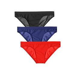 Golirsteca Herren Ice Silk No Bulge Pouch Bikini Slip Unterwäsche Slim Fit Transparent Triangel Slip, Schwarz/Grau Blau/Rot, Large von Golirsteca