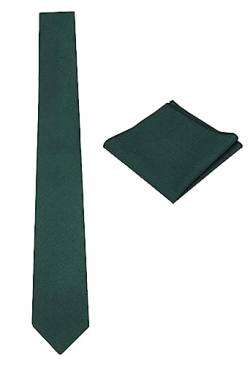 Gollate Herren-Krawatten-Set aus massivem Leinen, schmale Krawatte mit passendem Einstecktuch, Dunkelgrün von Gollate