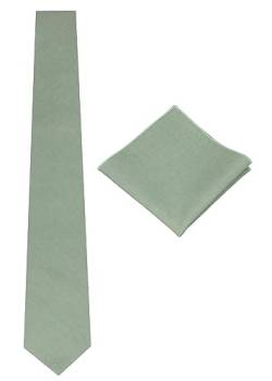 Gollate Herren-Krawatten-Set aus massivem Leinen: schmale Krawatte mit passendem Einstecktuch, Dunkles Minzgrün, Einheitsgröße von Gollate